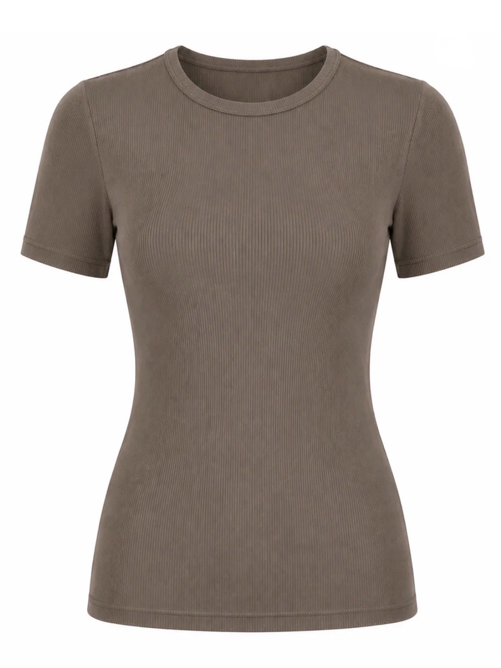 Aleeza Paris Luxury Butter Soft Ribbed Modal Crewneck Tee - Olive Army Green